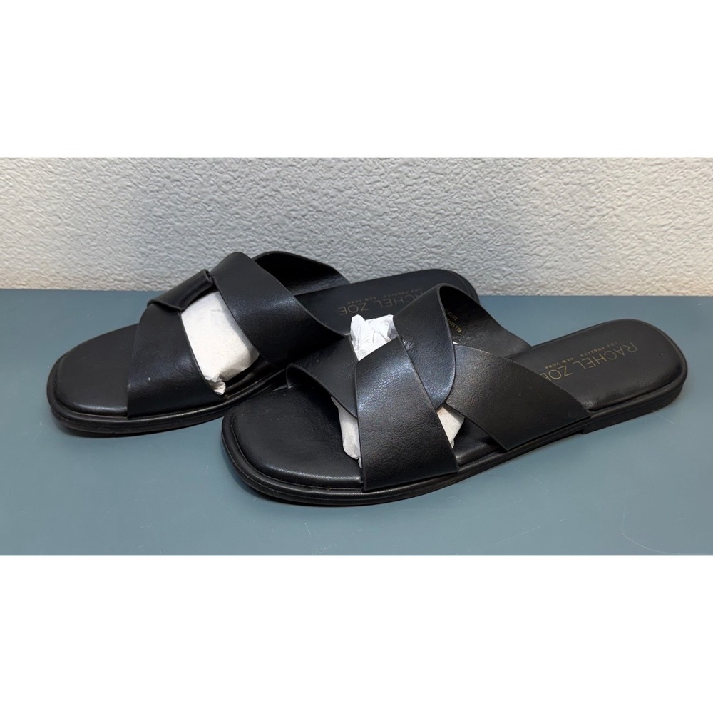 Rachel‎ Zoe Tribune Black Criss Cross Slide Sandals Women's Size 8M